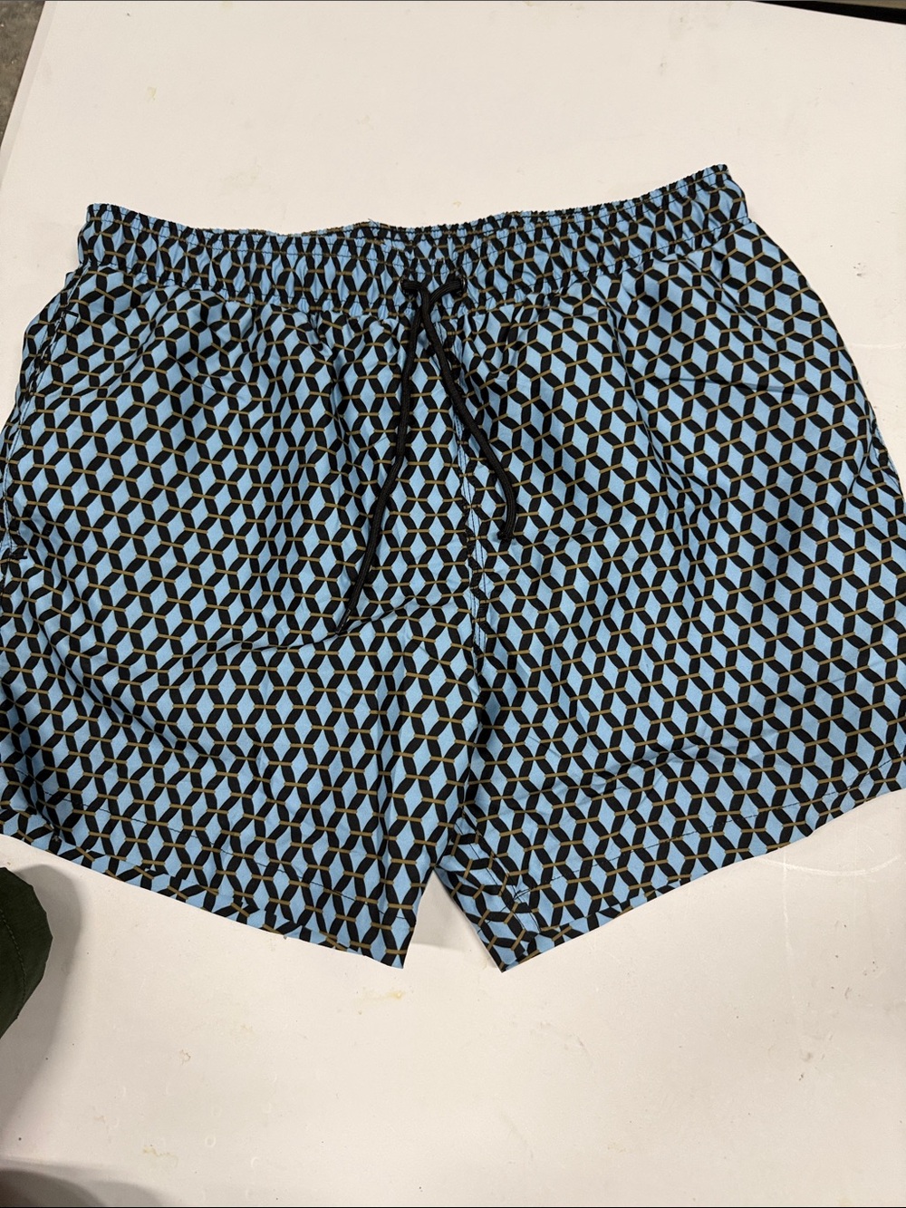 Gottex Men's Geometric Athletic Shorts - Light Blue & Black